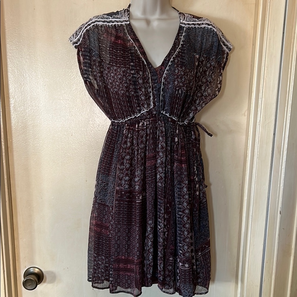 Ranna Gill Brown and Rust Flutter Sleeve Sundress size XSP